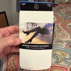 George White Opaque Control-Top Tights Size 2 Soft Microfiber GT70Z New